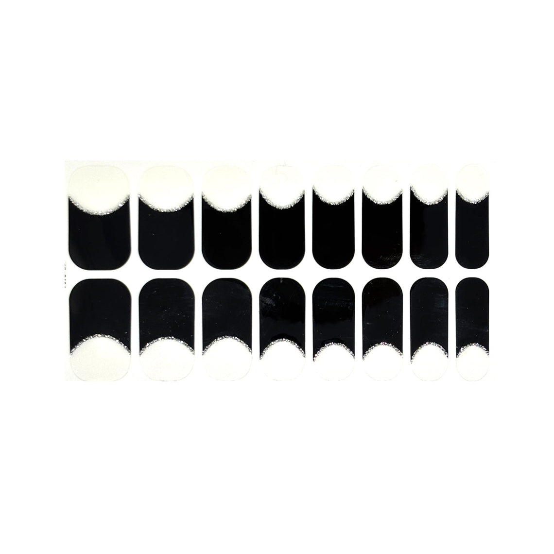 French Tips - Black Silver Halo Nail Wraps