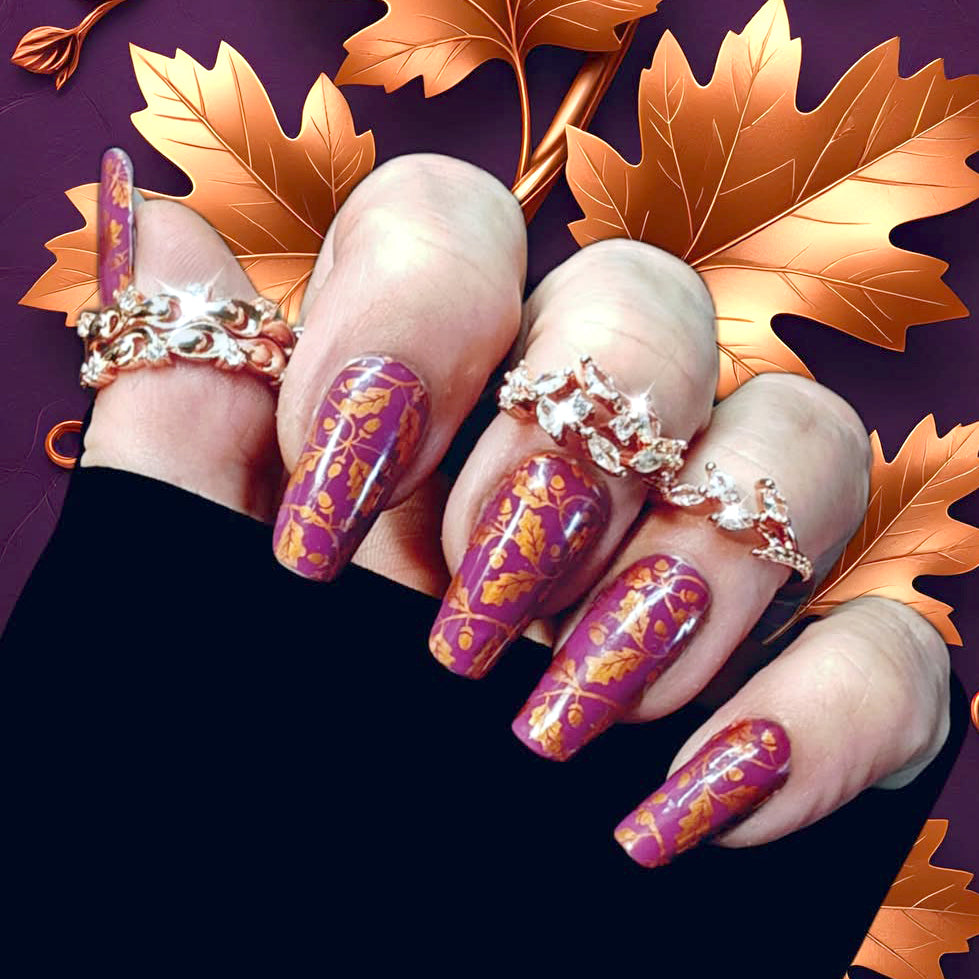 Acorns & Oak Leaves Exclusive Design Nail Wraps (HOLO FOIL)