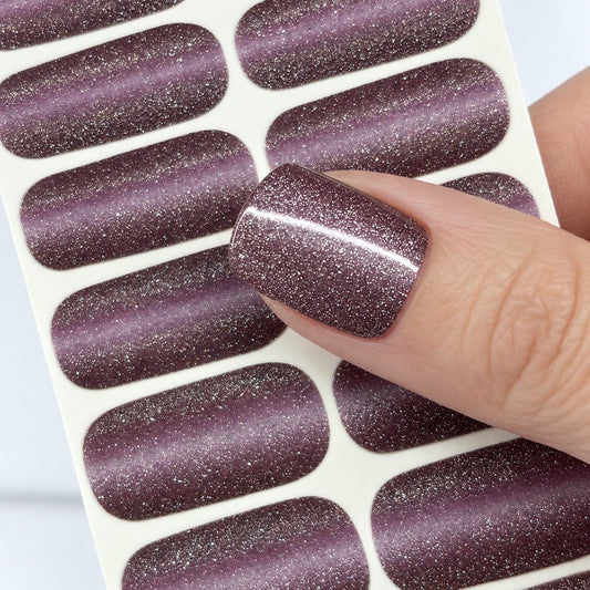 Amethyst Shimmer Nail Wraps (Cat's Eye Glitter)