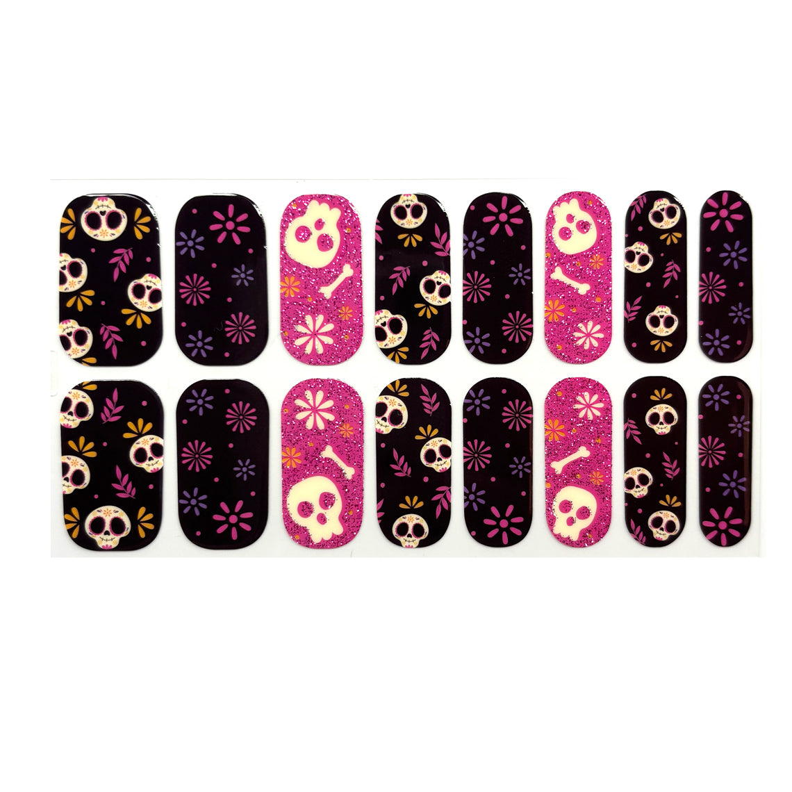 Calavera Bloom Nail Wraps (GLITTER)