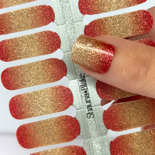 Coral Gold Ombre Nail Wraps