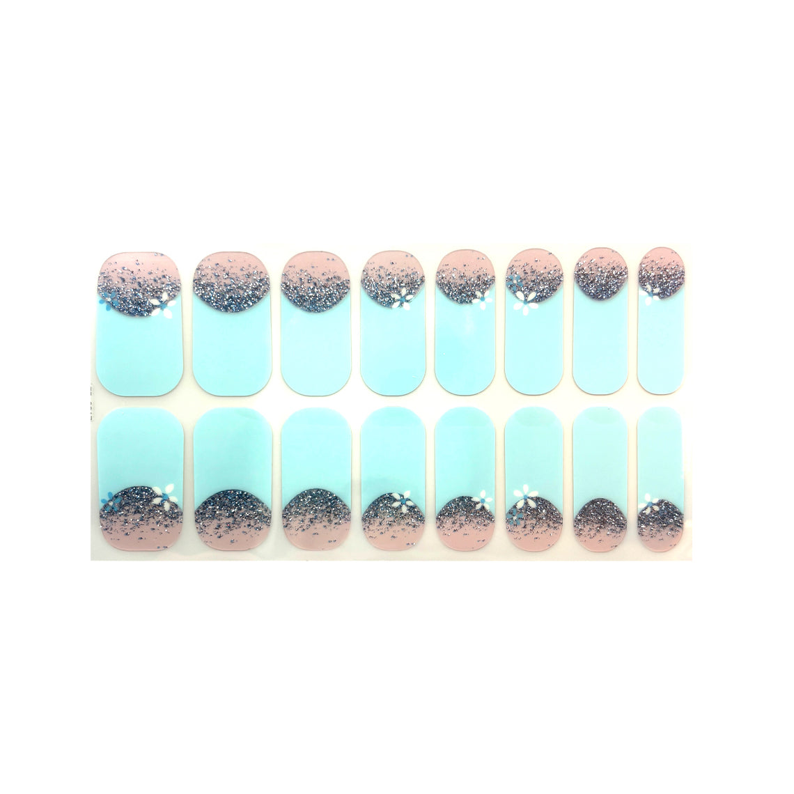 French Bloom Blue Nail Wraps (Glitter)