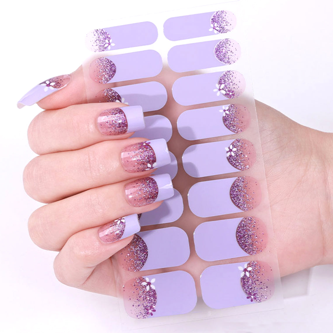 French Bloom Lavender Nail Wraps (Glitter)
