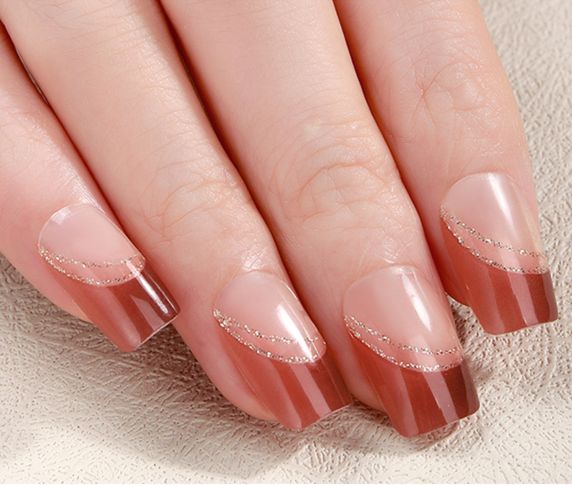 French Tips - Hazelnut Gold Halo Nail Wraps