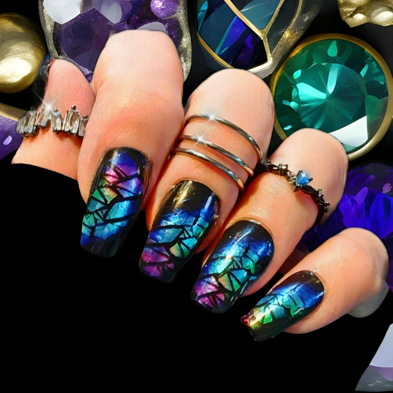 Crystal Chrome Prism Nail Wraps (METALLIC/CHROME/WIDE)