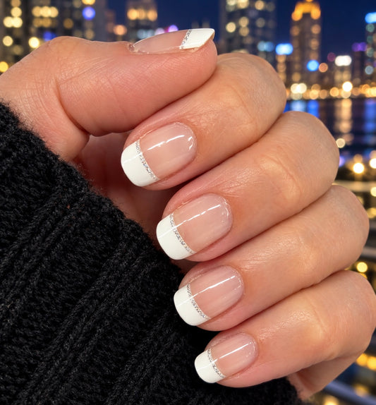 French Tips - Holo Halo No Light Gel Nail Wraps (NLG)