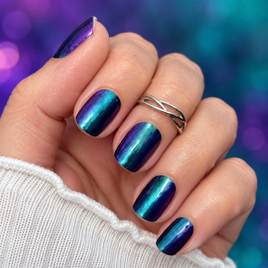 Purple Teal Chrome Exclusive Nail Wraps (METALLIC/CHROME/WIDE)