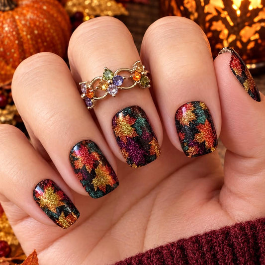 Glittering Leaves Exclusive Design Nail Wraps (GLITTER)