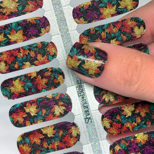 Glittering Leaves Exclusive Design Nail Wraps (GLITTER)