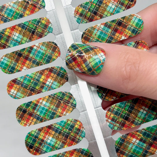 Highland Harvest Plaid Exclusive Design Nail Wraps (GLITTER LINES)
