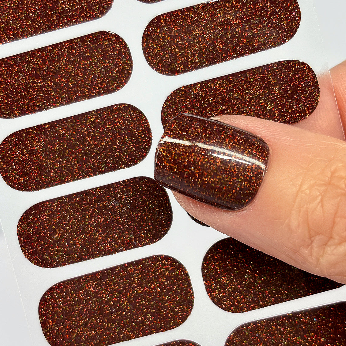 Holo Cinnamon Glitter Nail Wraps