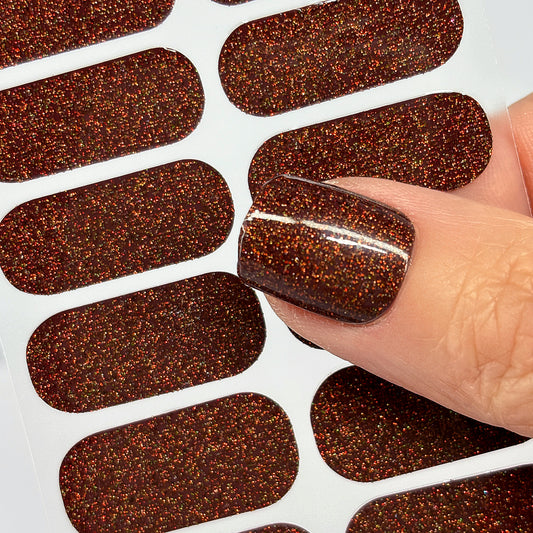 Holo Cinnamon Glitter Nail Wraps