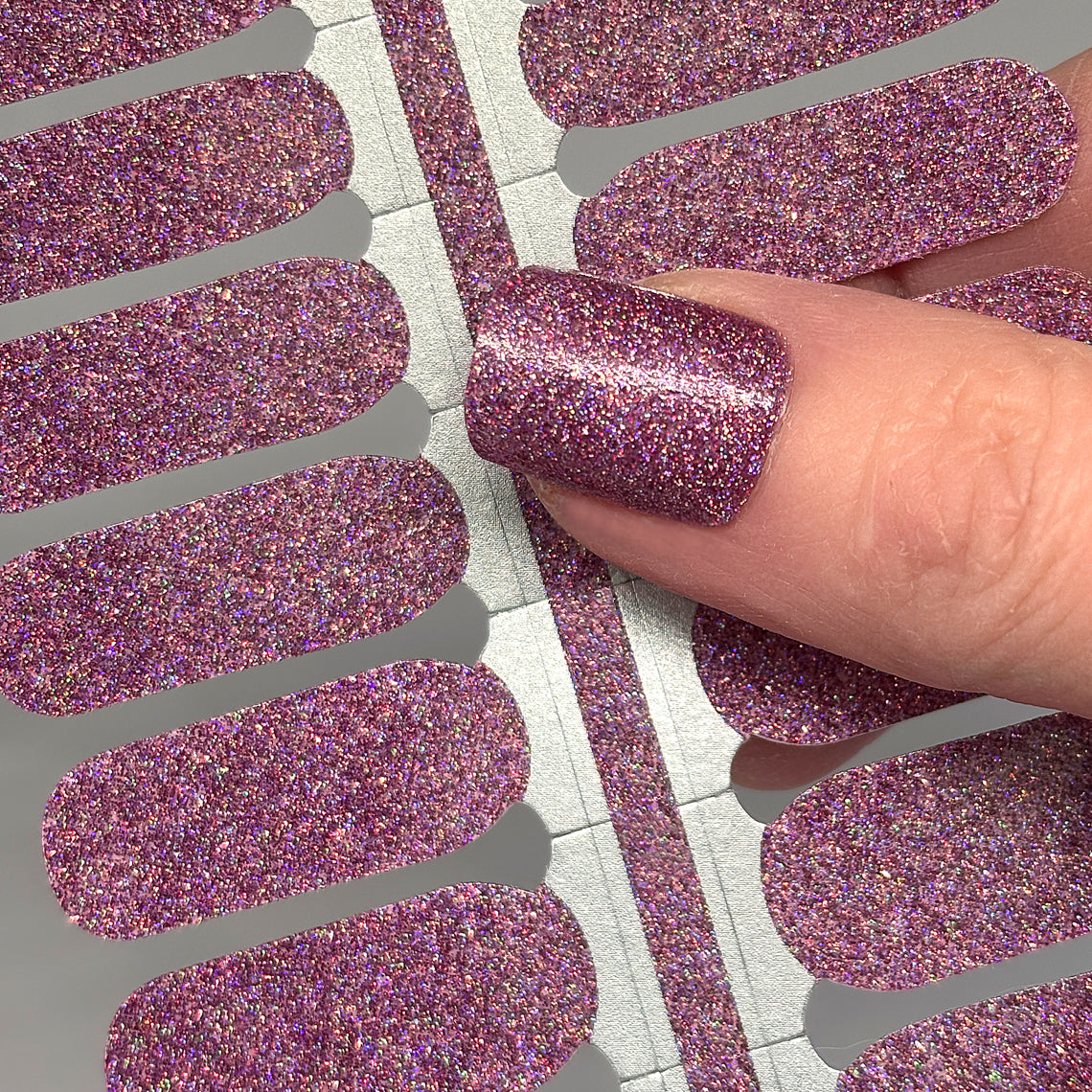 Holo Dusty Rose Glitter Nail Wraps