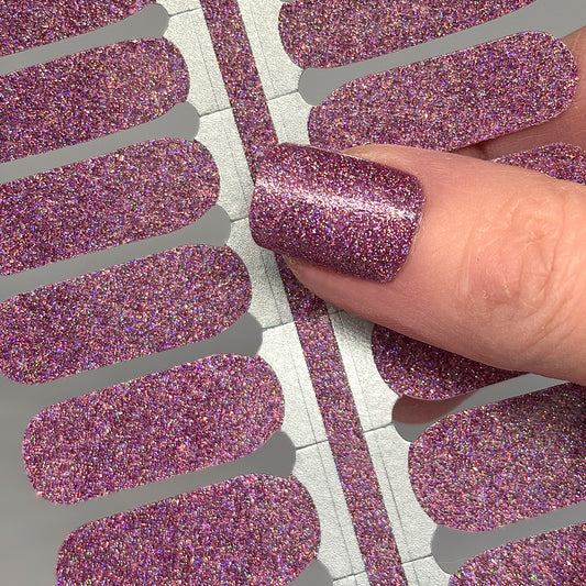 Holo Dusty Rose Glitter Nail Wraps