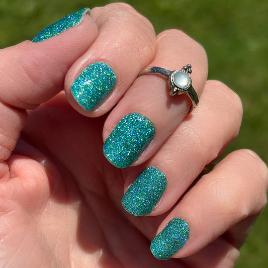 Holo Turquoise Glitter Nail Wraps