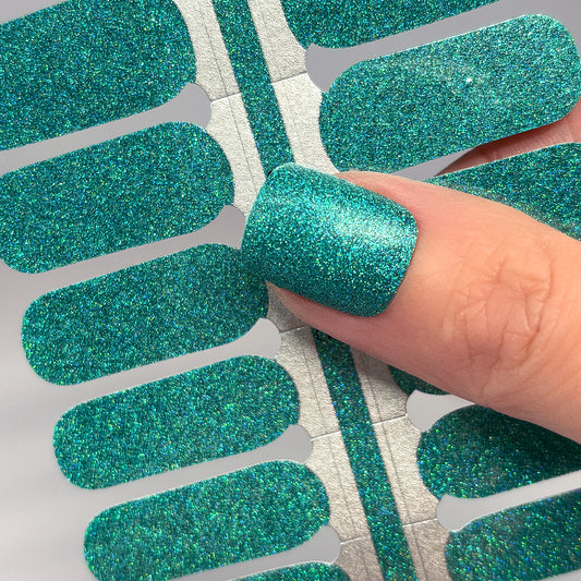 Holo Turquoise Glitter Nail Wraps