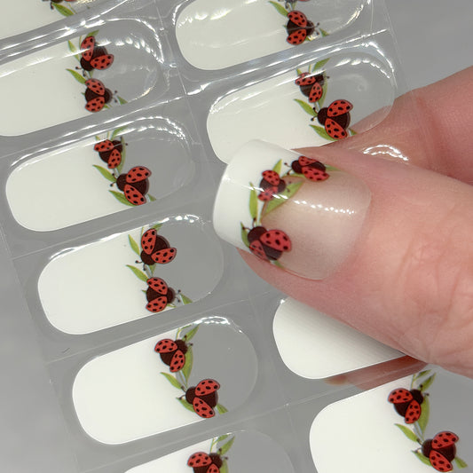 Lady Bug French Exclusive No Light Gel Nail Wraps (NLG)