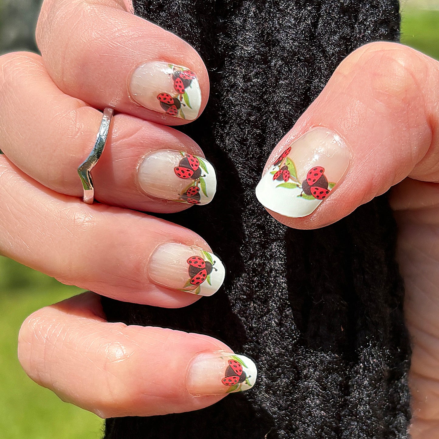 Lady Bug French Exclusive No Light Gel Nail Wraps (NLG)