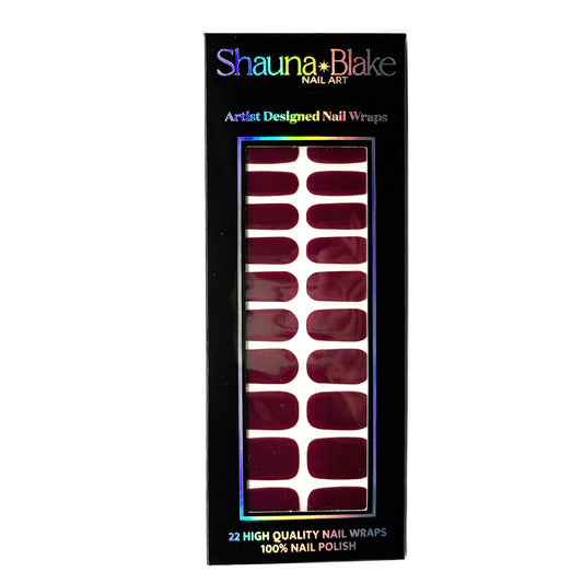 Maroon Solid No Light Gel Nail Wraps (NLG)