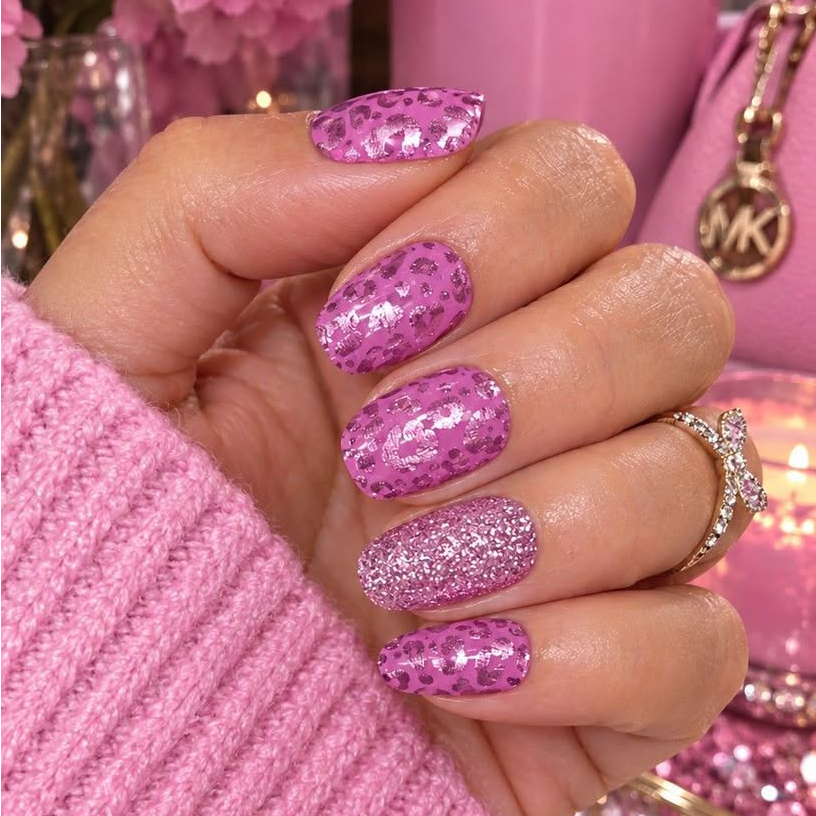 Mauve Leopard Exclusive Design Nail Wraps (FOIL)