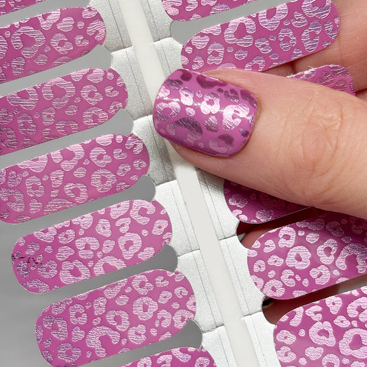 Mauve Leopard Exclusive Design Nail Wraps (FOIL)