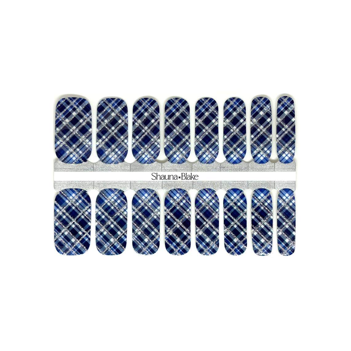 Navy Plaid Exclusive Design Nail Wraps (GLITTER)