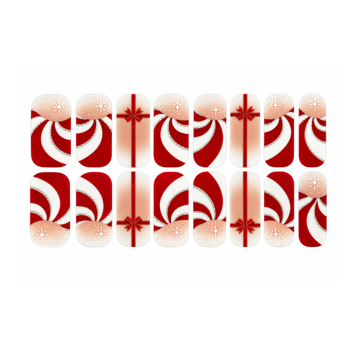 Peppermint Noel Nail Wraps (GLITTER ACCENTS)