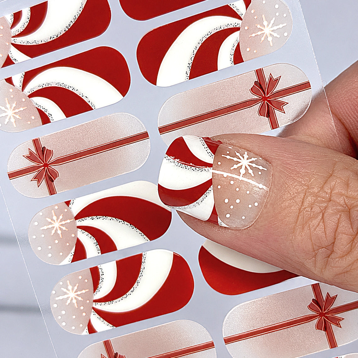 Peppermint Noel Nail Wraps (GLITTER ACCENTS)