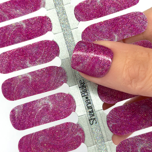 Pink Swirl Glitter Nail Wraps SBNA (GLITTER)