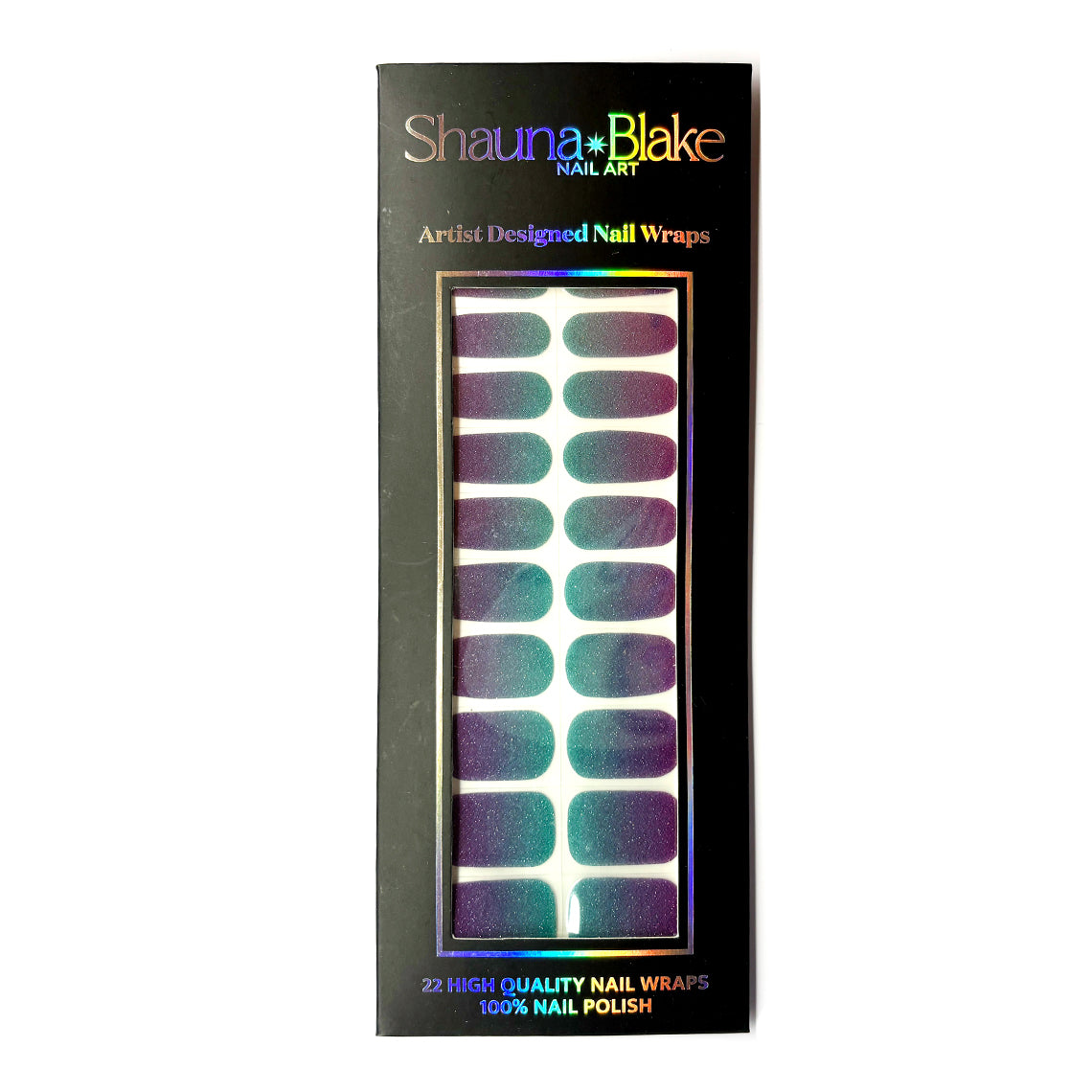 Purple Teal Glitter No Light Gel Nail Wraps (NLG)