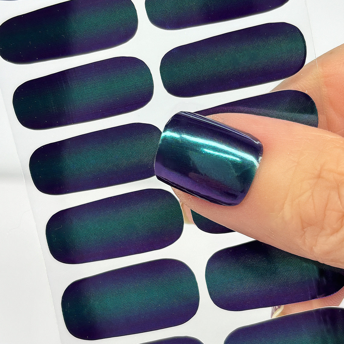 Purple Teal Chrome Exclusive Nail Wraps (METALLIC/CHROME/WIDE)