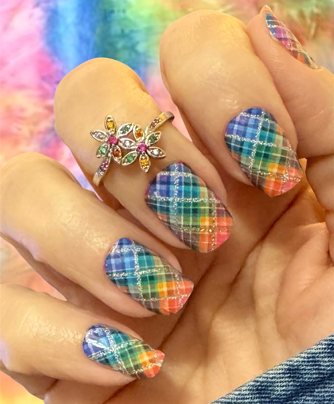 Rainbow Plaid Exclusive Design Nail Wraps