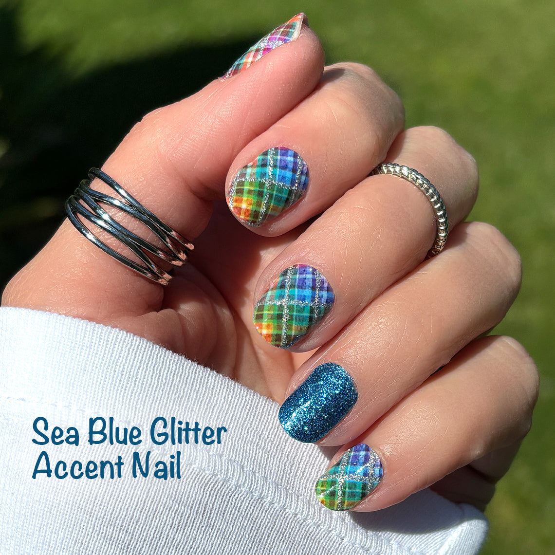 Rainbow Plaid Exclusive Design Nail Wraps