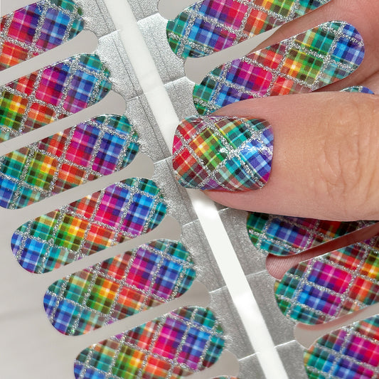 Rainbow Plaid Exclusive Design Nail Wraps