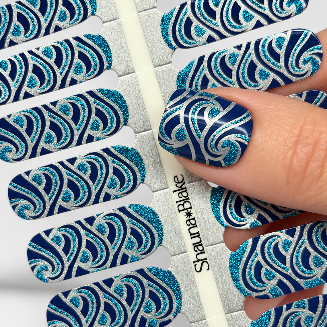 Sea Swirls Exclusive Design Nail Wraps (GLITTER/FOIL)