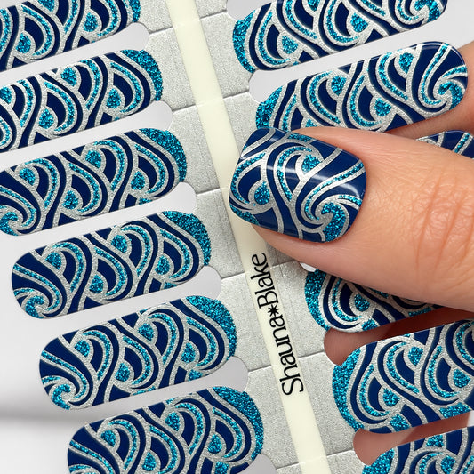 Sea Swirls Exclusive Design Nail Wraps (GLITTER/FOIL)