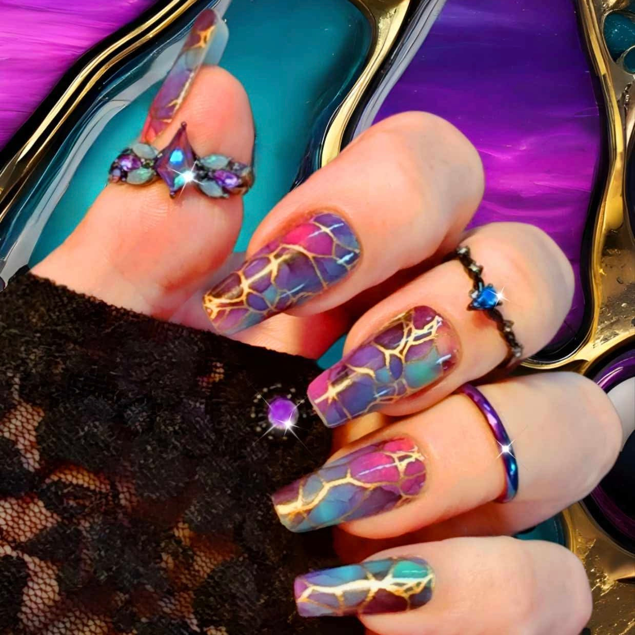 Stained Glass Exclusive Design Nail Wraps (FOIL)