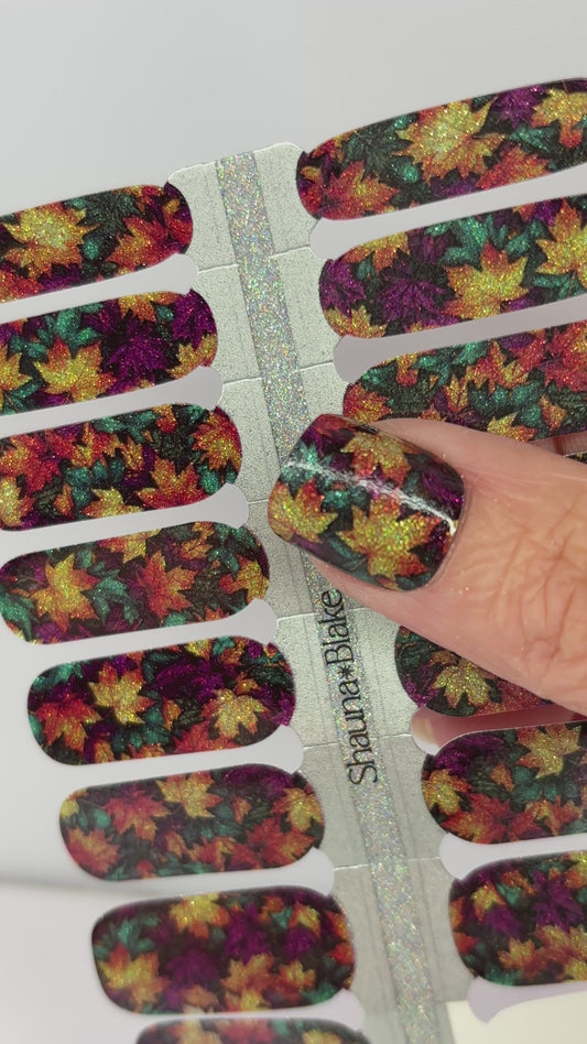 Glittering Leaves Exclusive Design Nail Wraps (GLITTER)