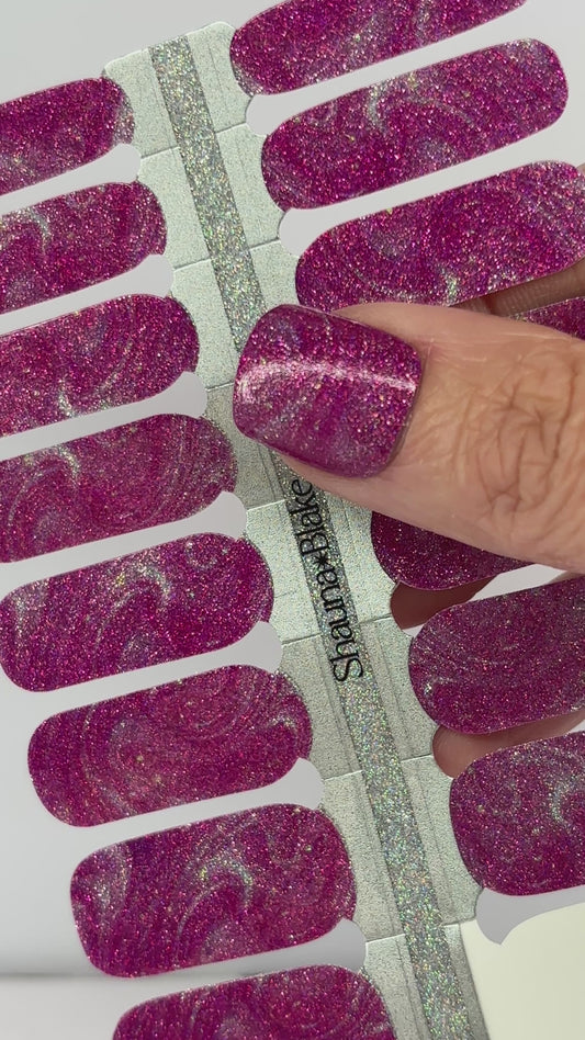 Pink Swirl Glitter Nail Wraps SBNA (GLITTER)
