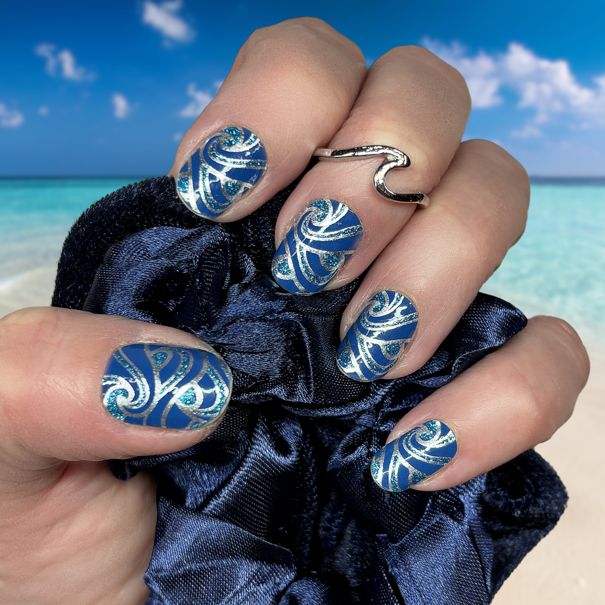 Sea Swirls Exclusive Design Nail Wraps (GLITTER/FOIL)